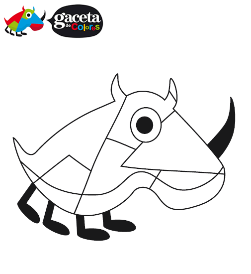 Colorear dibujo de Rinoceronte de Gaceta de Colores