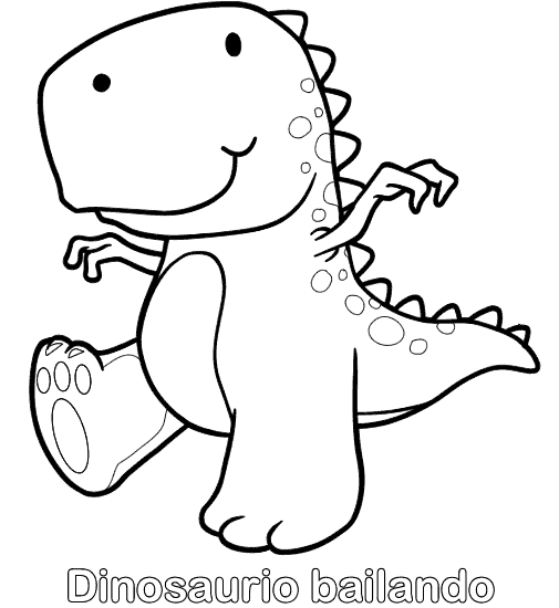 Colorear dibujo de Dinosaurio bailando